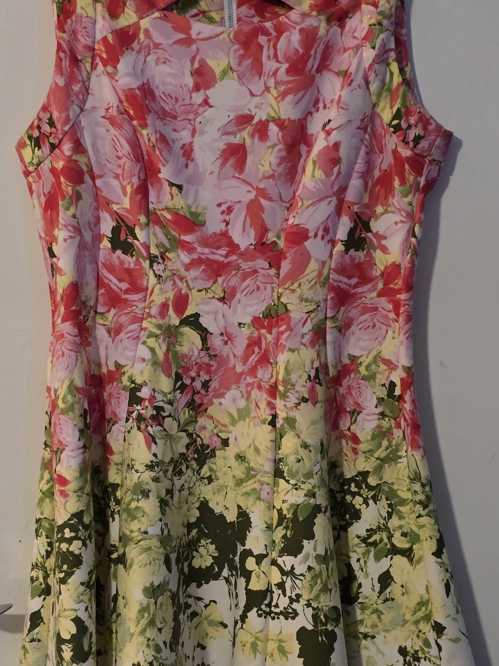 Gabby Skye Pink and Green Floral A-Line Dress